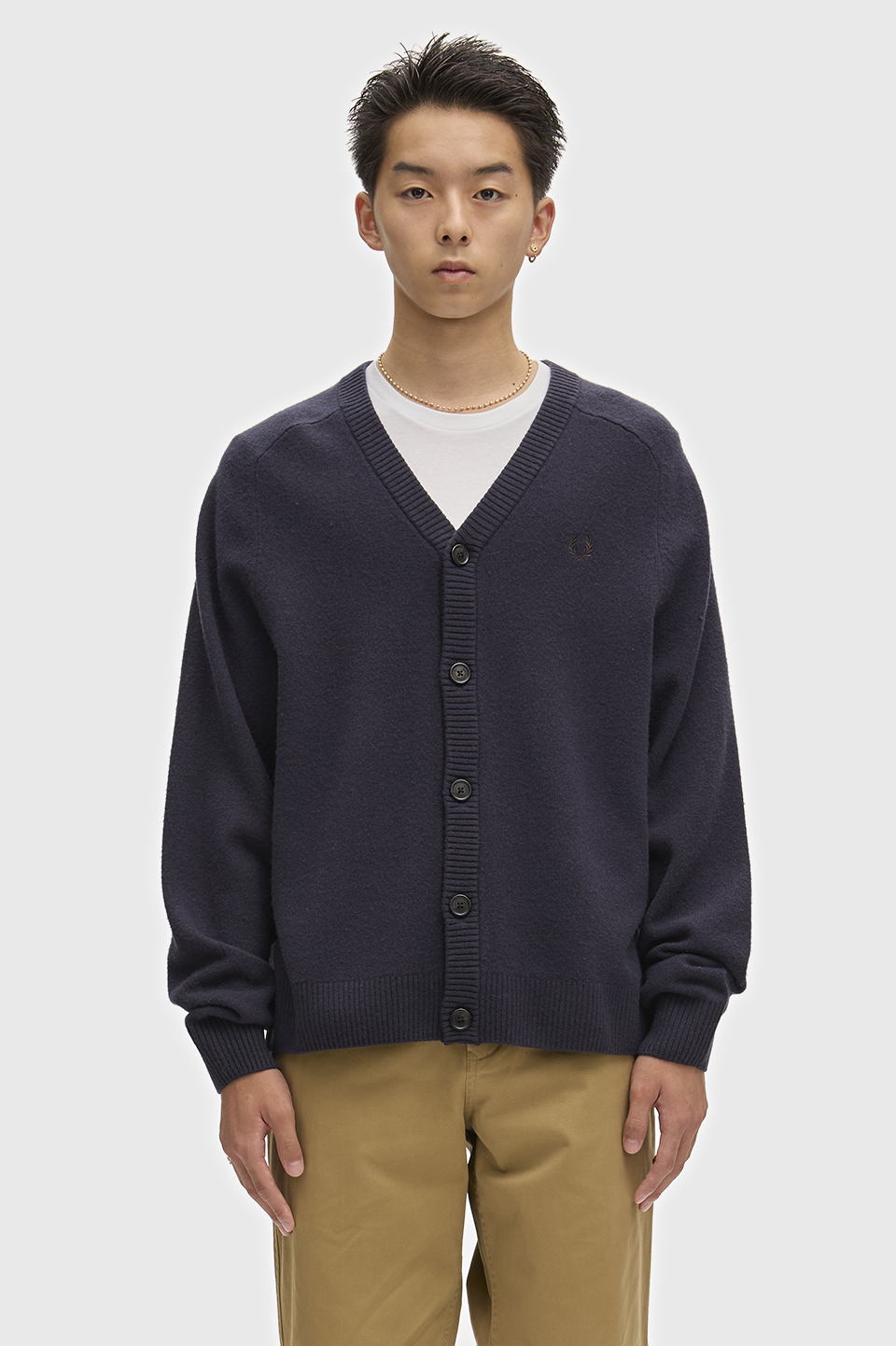 Saddle Sleeve Cardigan(S 608：NAVY): | FRED PERRY JAPAN | フレッド