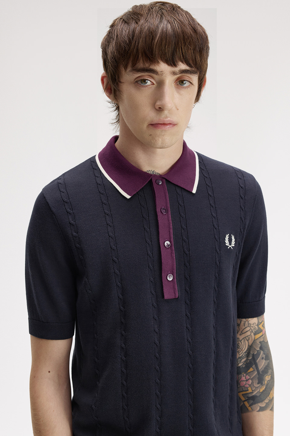 Cable Knit Shirt(S 608：NAVY): | FRED PERRY JAPAN | フレッドペリー