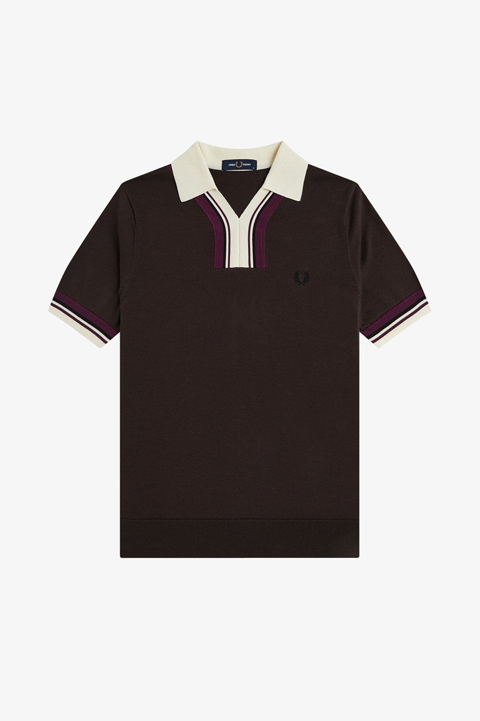 Tipped Open Neck Knitted Shirt(S 33C：RICH BROWN): | FRED PERRY