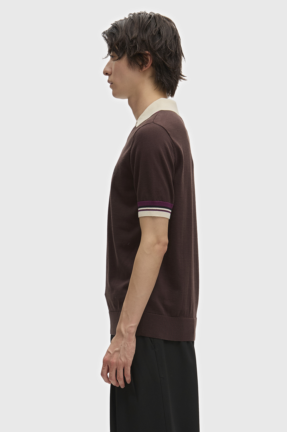 Tipped Open Neck Knitted Shirt(S 33C：RICH BROWN): | FRED PERRY