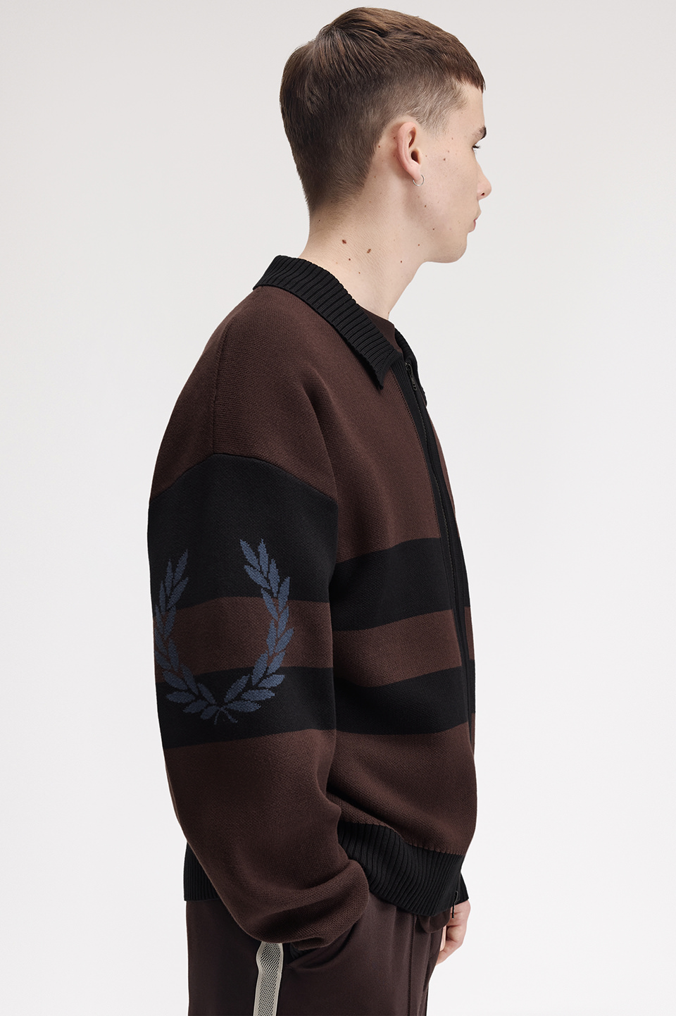 perry様3点 Tipped Graphic Zip Cardigan(M 33C：RICH BROWN): | FRED PERRY JAPAN