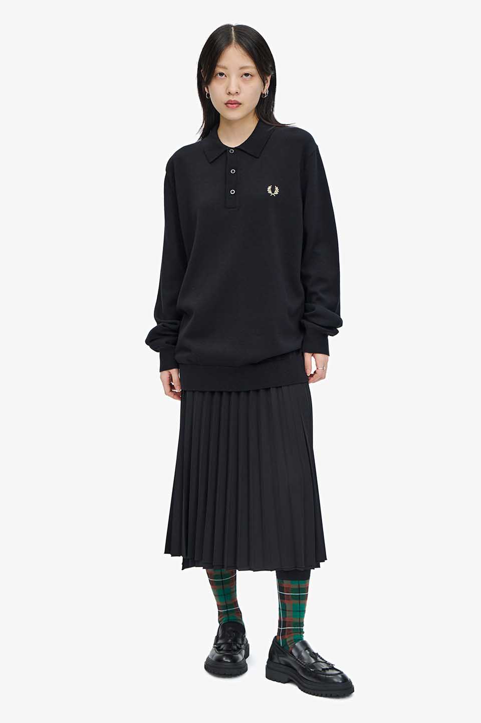 Classic Knitted Long sleeve Shirt(S 198：BLACK): | FRED PERRY 