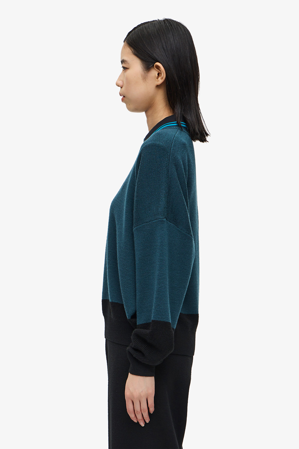 Colour Block Jumper 10 257 PETROL BLUE FRED PERRY JAPAN