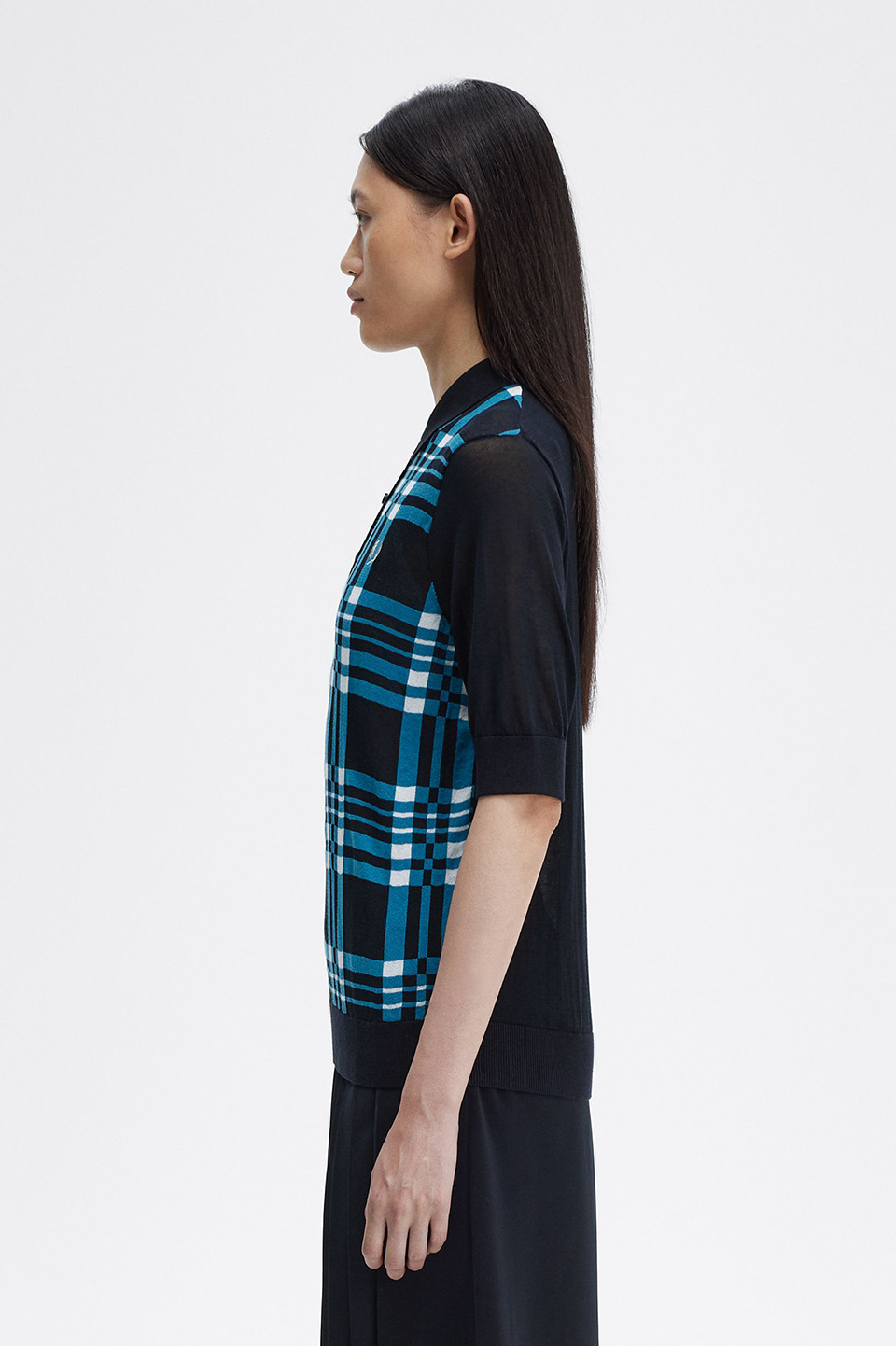 Sheer Tartan Knitted Shirt(10 608：NAVY): | FRED PERRY JAPAN