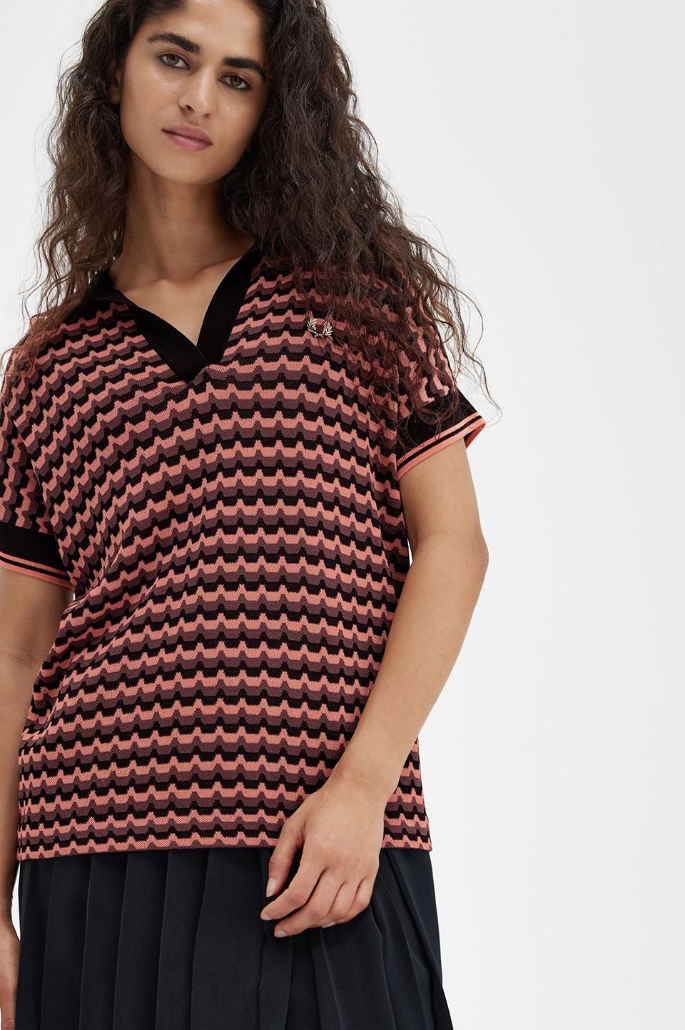 Jacquard Knit Shirt(10 Q23：CORAL HEAT): | FRED PERRY JAPAN