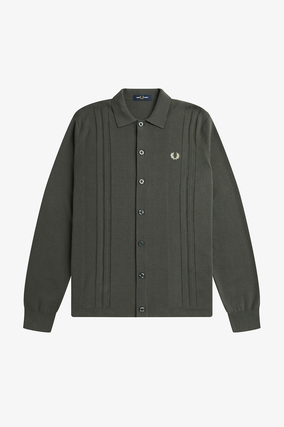 Button Through Long Sleeve Knit Shirt(M 638：FIELD GREE): | FRED 