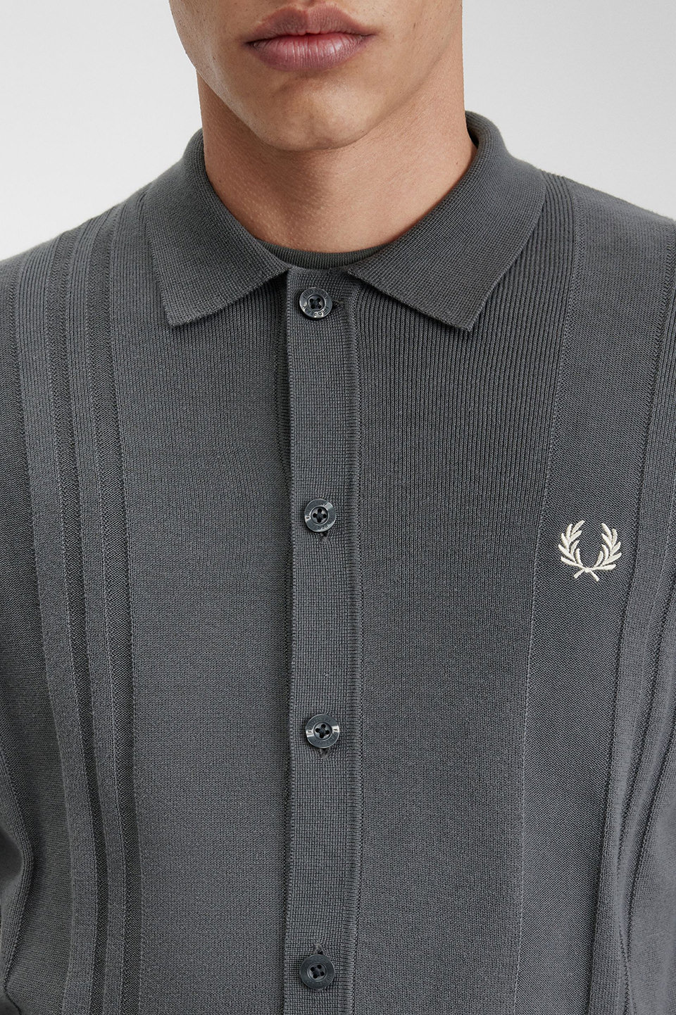 Button Through Long Sleeve Knit Shirt(M 638：FIELD GREE): | FRED 