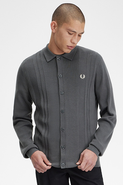 Button Through Long Sleeve Knit Shirt(M 638：FIELD GREE): | FRED 