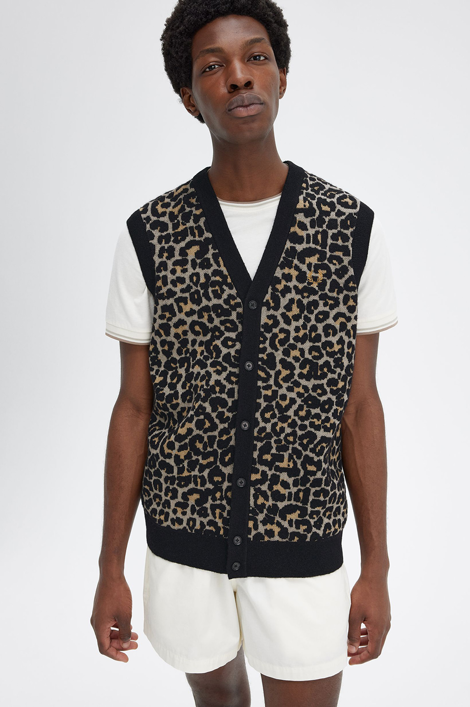 超美品　FRED PERRY / Jacquard Knitted Tank Fred Perry Jacquard Knitted Tanktop | Sky Blue