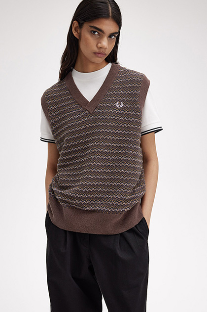 Boucle Jacquard Knitted Vest