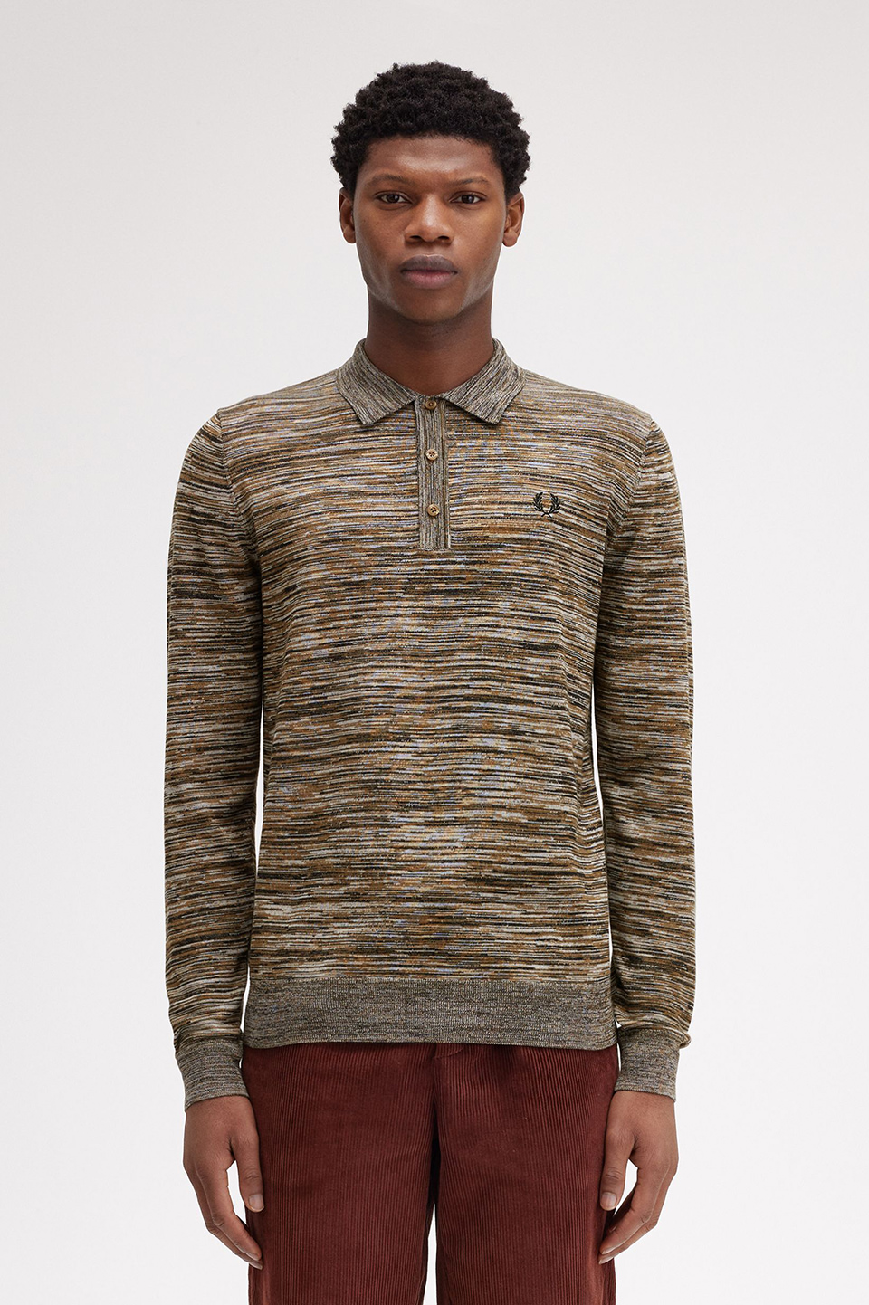 Space Dye Knitted Long Sleeve Shirt(M X54：SHADED STONE / ECRU