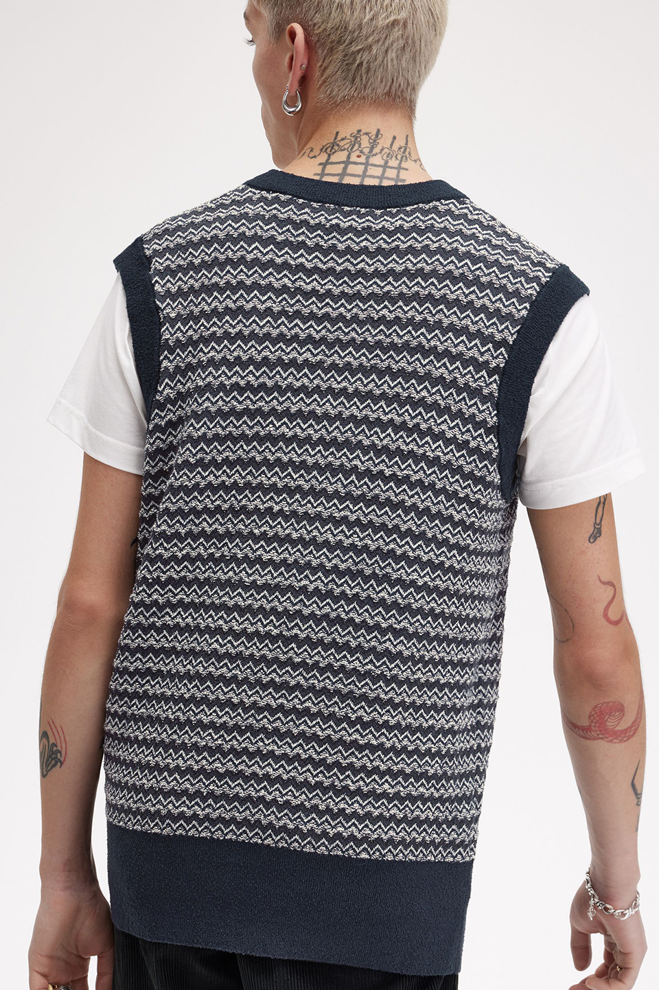 Boucle Jacquard Vest(M 608：NAVY): | FRED PERRY JAPAN