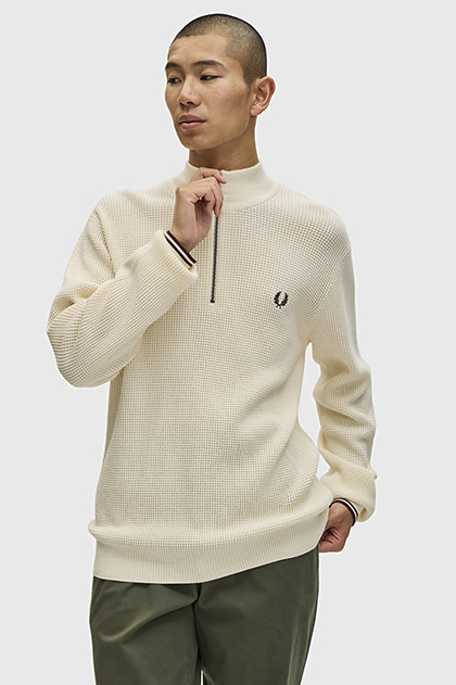 Waffle Stitch Half Zip Jumper
