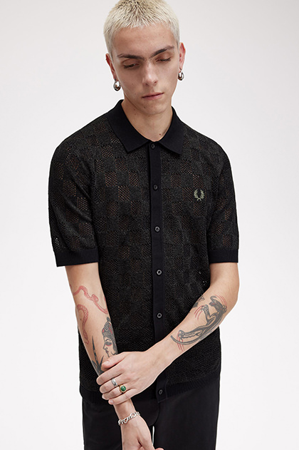 新品未使用（タグ付）】フレッドペリー Knitted Shirt(BLACK)