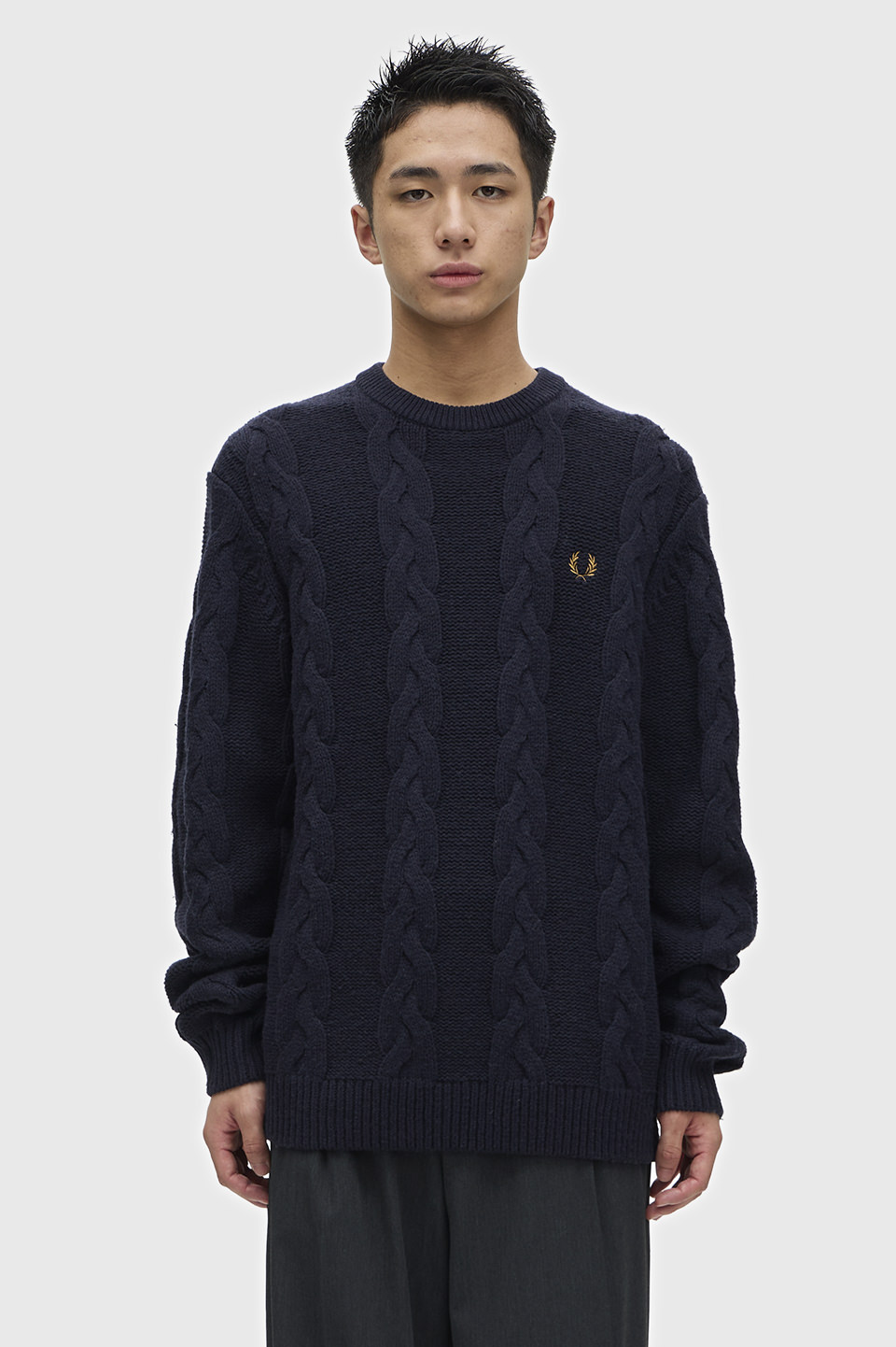 Chunky Cable Knit Jumper(S 608：NAVY): | FRED PERRY JAPAN