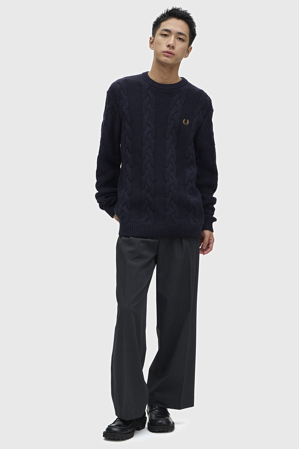 Chunky Cable Knit Jumper(S 608：NAVY): | FRED PERRY JAPAN