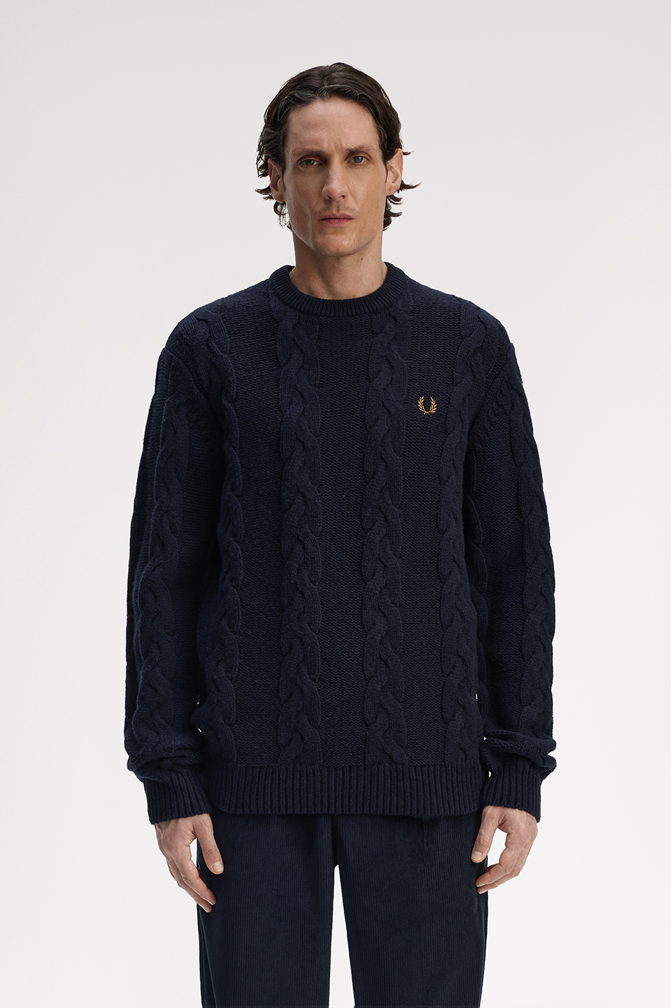 【極美品】FRED PERRY フレッドペリー ニット セーター Lサイズ Chunky Cable Knit Jumper(S 608：NAVY): | FRED PERRY JAPAN
