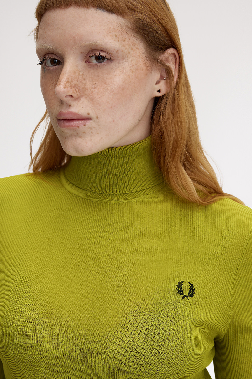 Rib Knit Roll Neck Top(10 Z17：TENNIS BALL YELLOW): | FRED PERRY