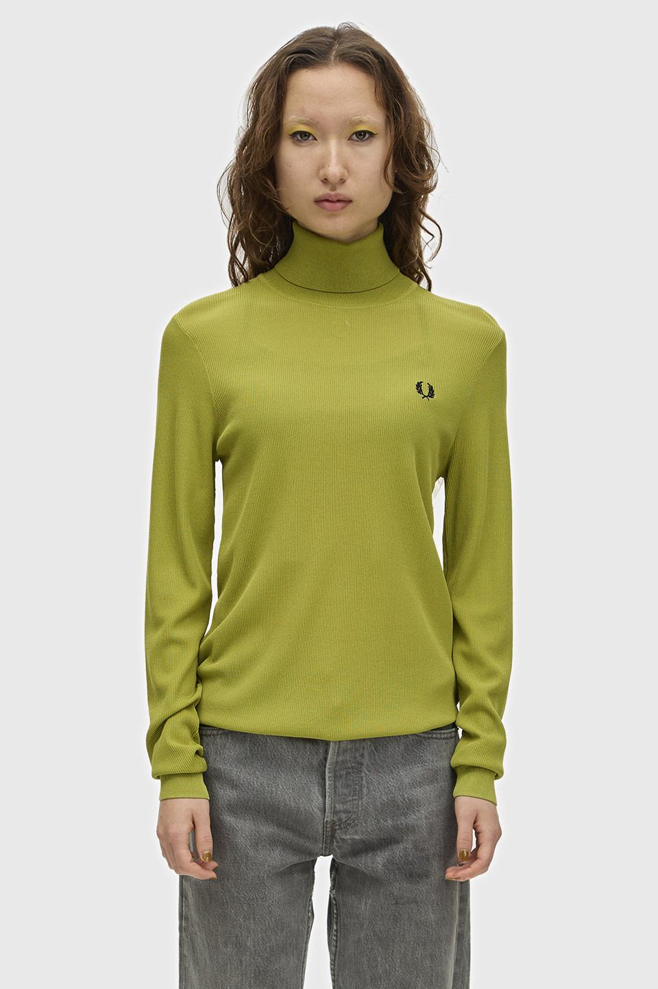 Rib Knit Roll Neck Top(10 Z17：TENNIS BALL YELLOW): | FRED PERRY