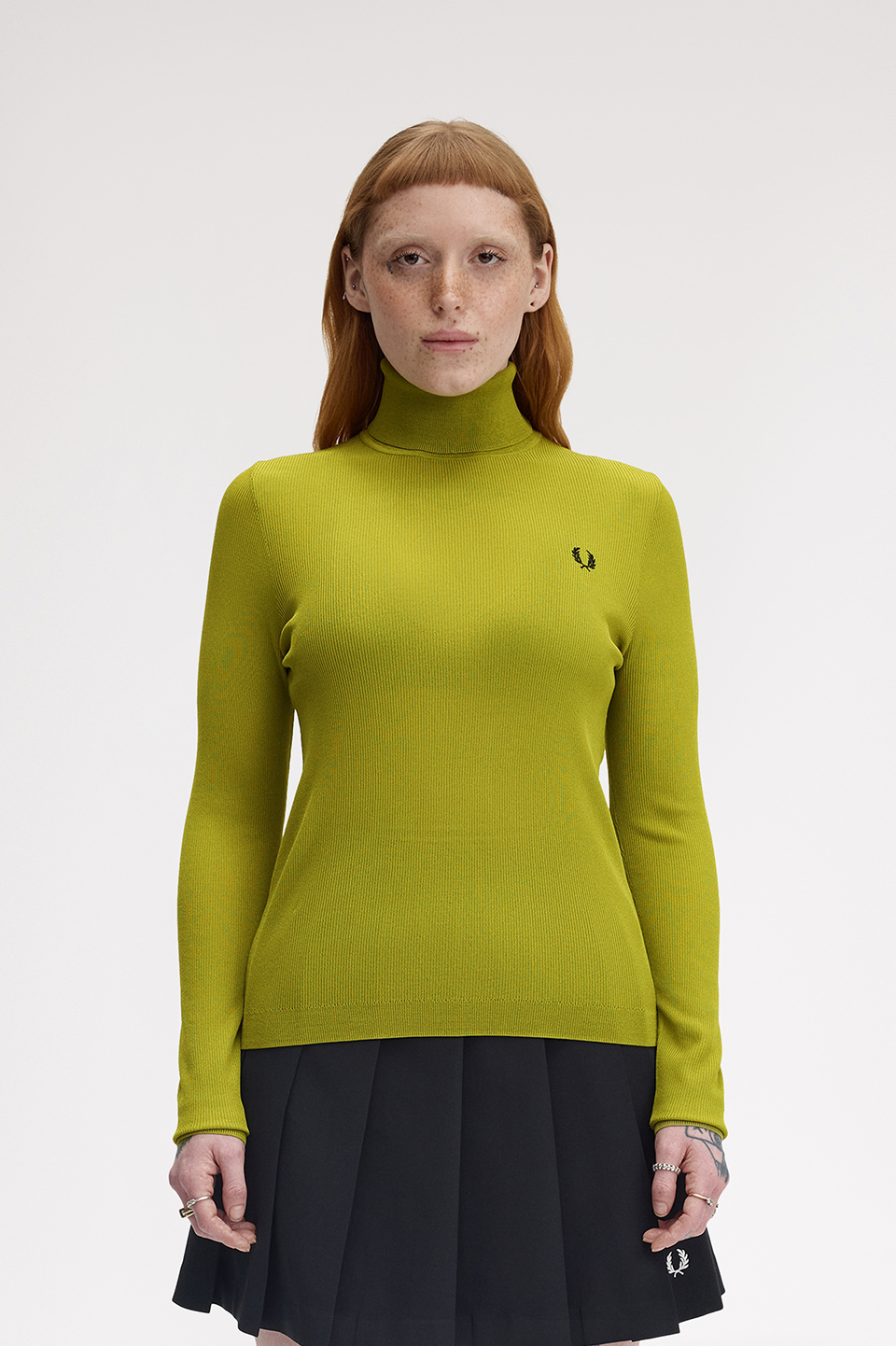 Rib Knit Roll Neck Top(10 Z17：TENNIS BALL YELLOW): | FRED PERRY