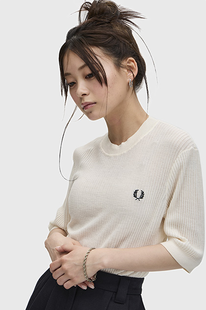 Sheer Knit High Neck Top