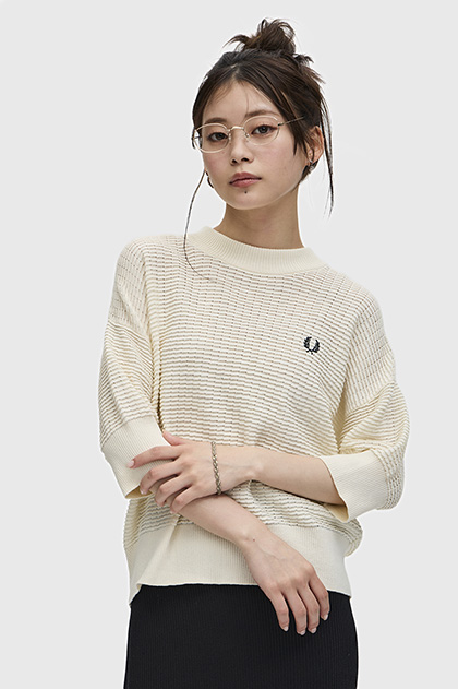 Textured Knit High Neck Top