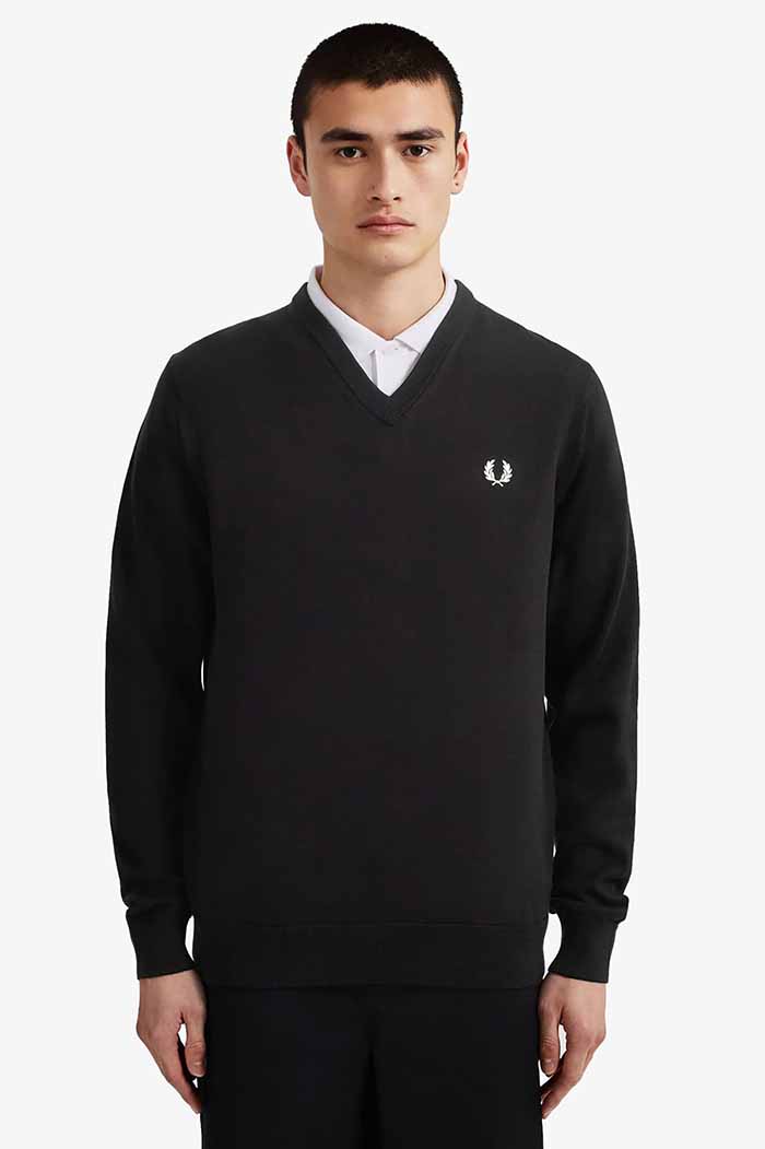 PANELLED V NECK JUMPER fredperry