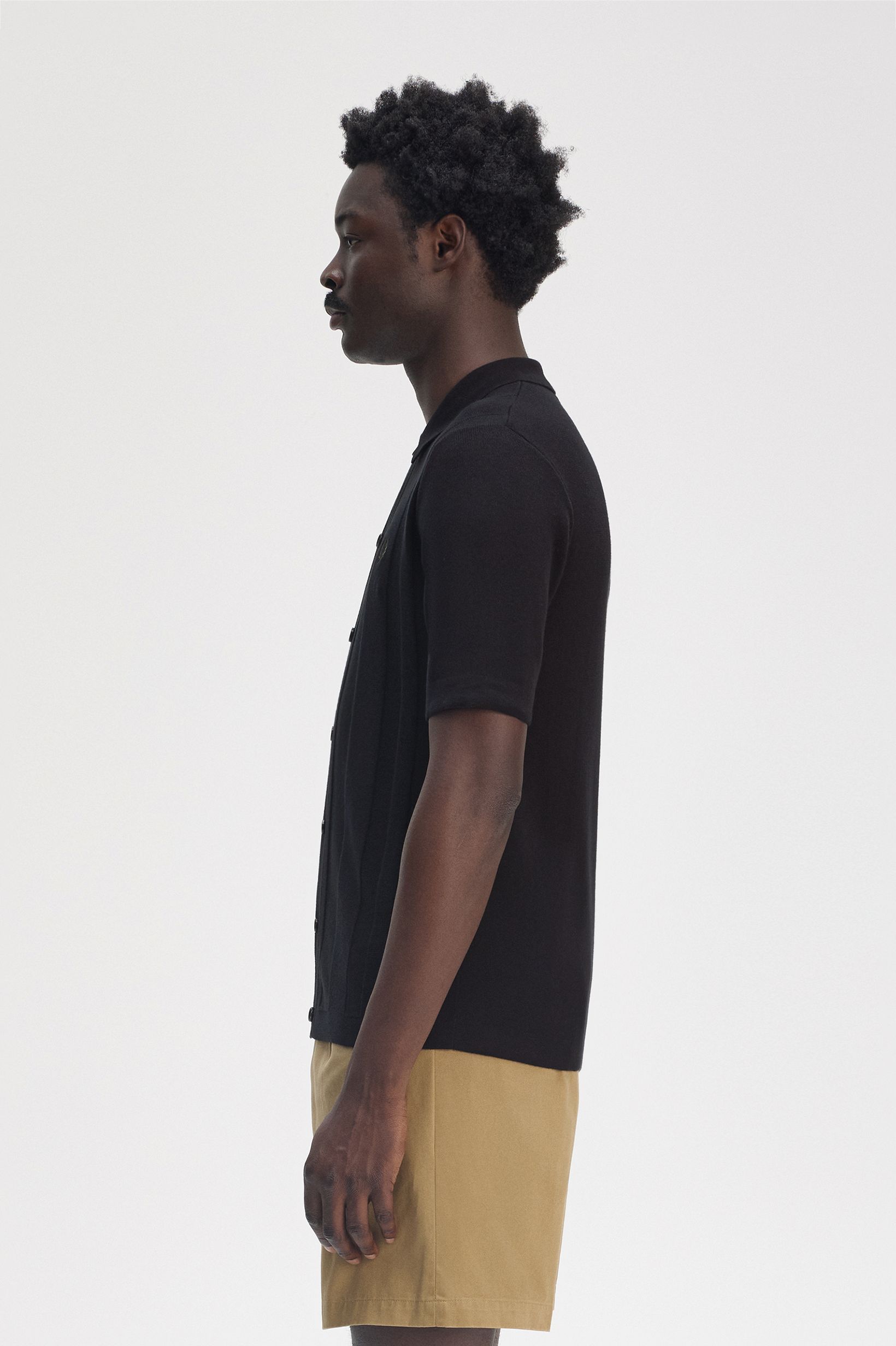Button Through Short Sleeve Polo Shirt(M 102：BLACK): | FRED