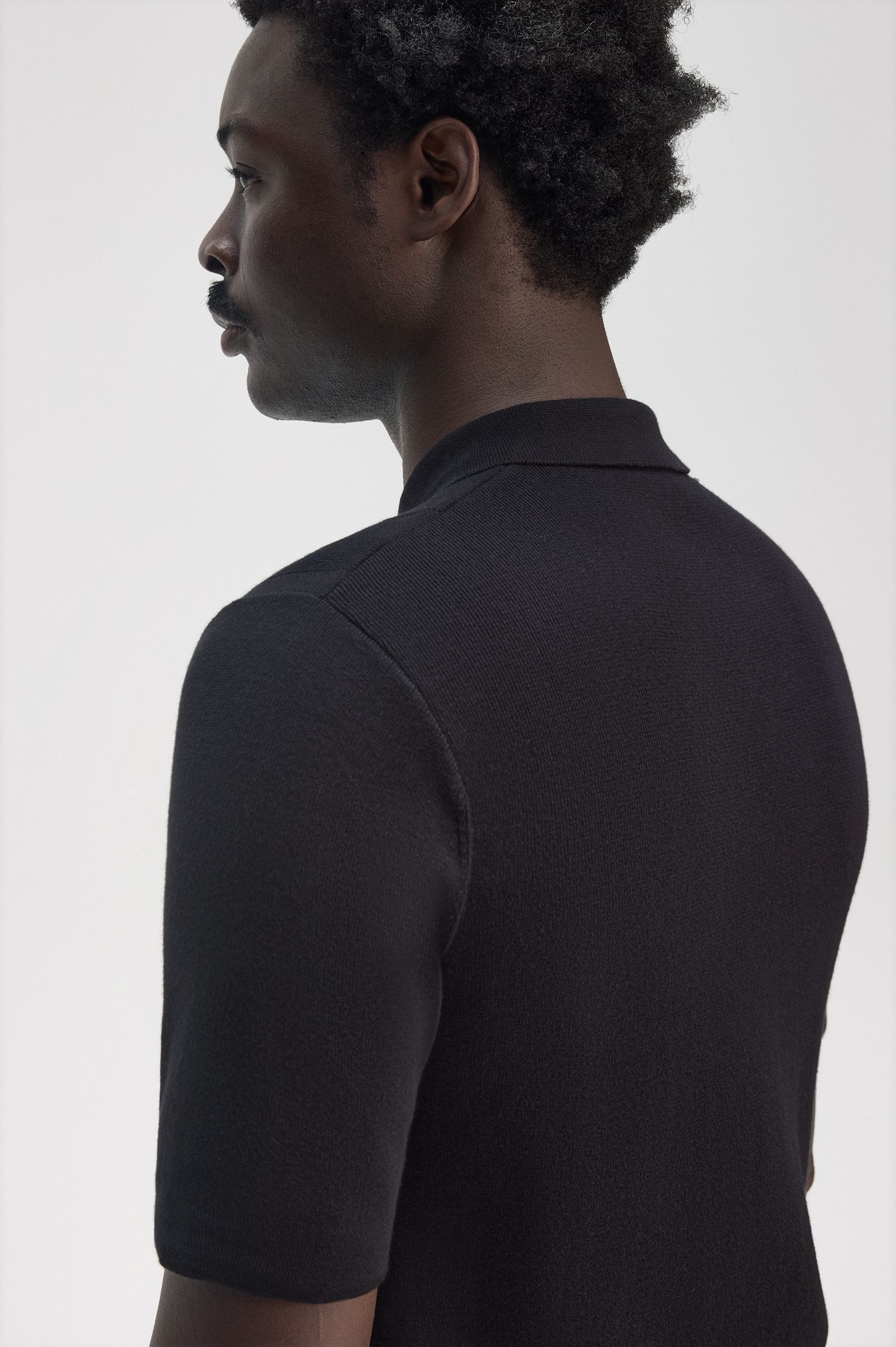 Button Through Short Sleeve Polo Shirt(M 102：BLACK): | FRED