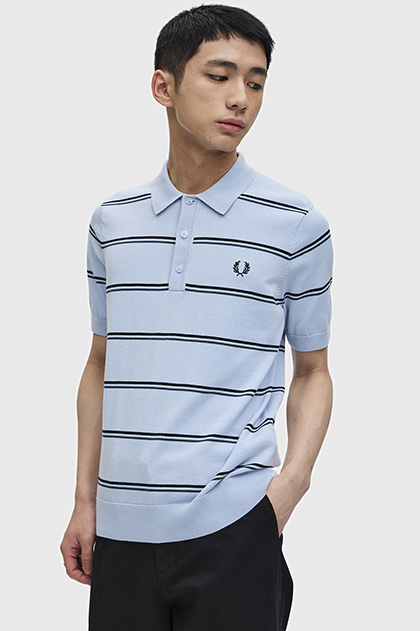 Striped Knitted Polo Shirt