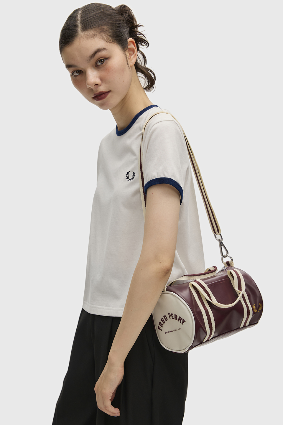 Classic Mini Barrel Bag R82:OX BLOOD / ECRU 1SZ