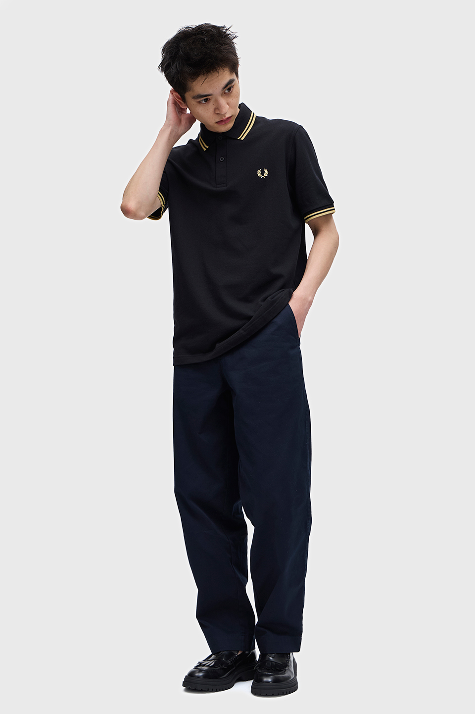 The Fred Perry Shirt - M12(36 157：BLACK / CHAMP / CHAMP): | FRED 