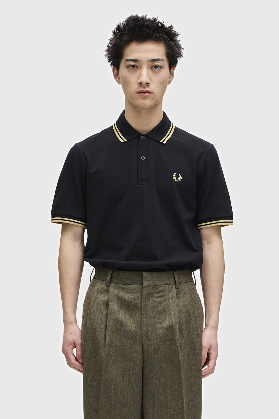 The Fred Perry Shirt - M12(36 157：BLACK / CHAMP / CHAMP): | FRED 