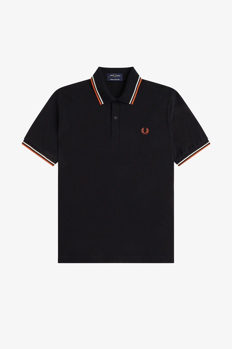 The Fred Perry Shirt - M12 93C:BLACK / WHITE / SUMMER CLAY 36