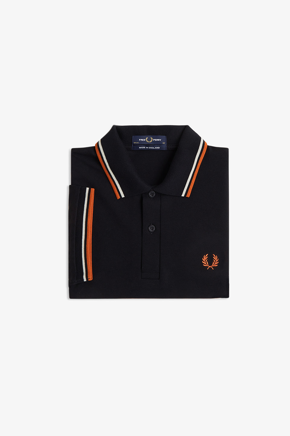 The Fred Perry Shirt - M12 93C:BLACK / WHITE / SUMMER CLAY 36
