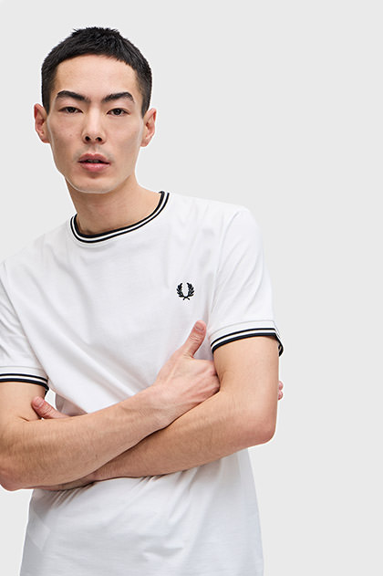 Twin Tipped T-Shirt(S 100：WHITE): | FRED PERRY JAPAN | フレッド 