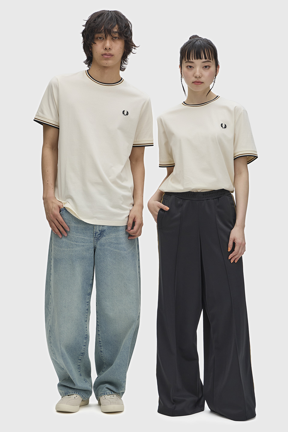 Twin Tipped T-Shirt 79B:ECRU / DARK CARAMEL S