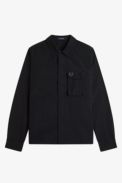 FRED PERRY 黒白　ボーリングシャツ オープンカラーシャツ　Lサイズ Brushed Twill Shirt Dress(8 Q20：NIGHT GREEN): | FRED PERRY