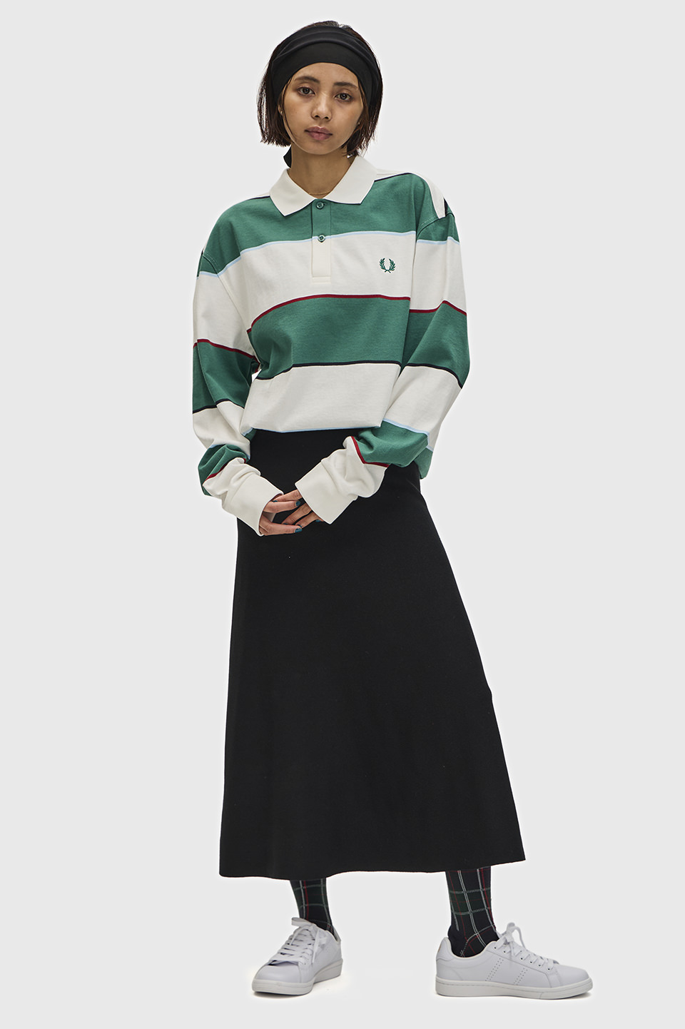 Heavyweight Jersey Striped Polo Shirt(M 129：SNOW WHITE): | FRED