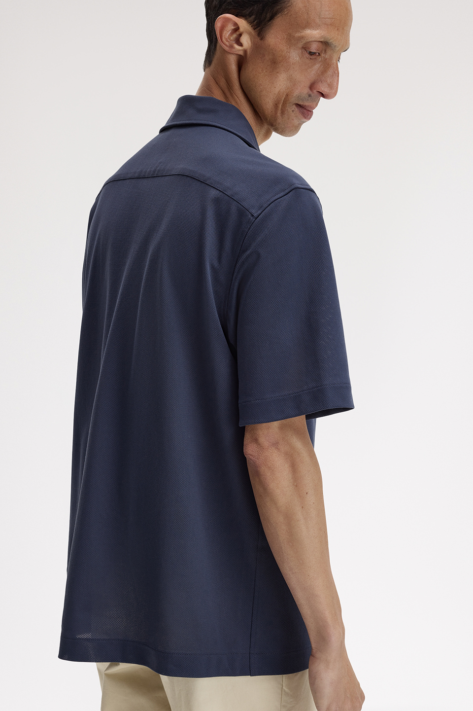 Compress Mesh Revere Collar Shirt(S 46B：DARK AIRFORCE): | FRED