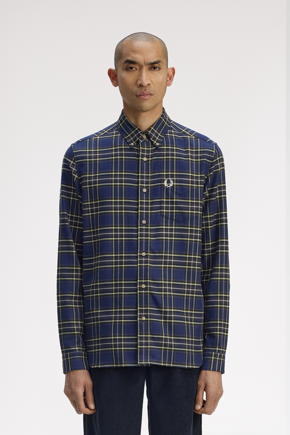 Brushed Twill Tartan Shirt(S 143：FRENCH NAVY): | FRED PERRY JAPAN