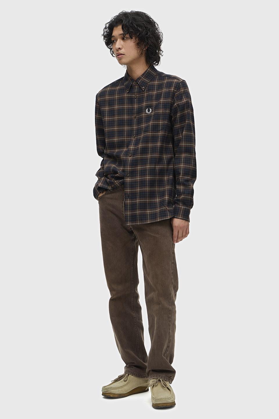 Brushed Twill Tartan Shirt(S Q21：BURNT TOBACCO): | FRED PERRY