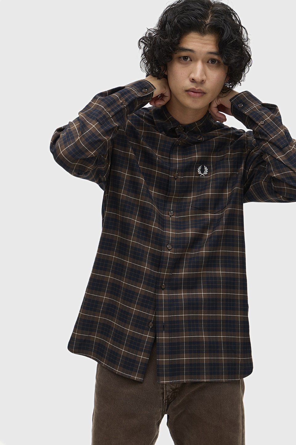 Brushed Twill Tartan Shirt(S Q21：BURNT TOBACCO): | FRED PERRY