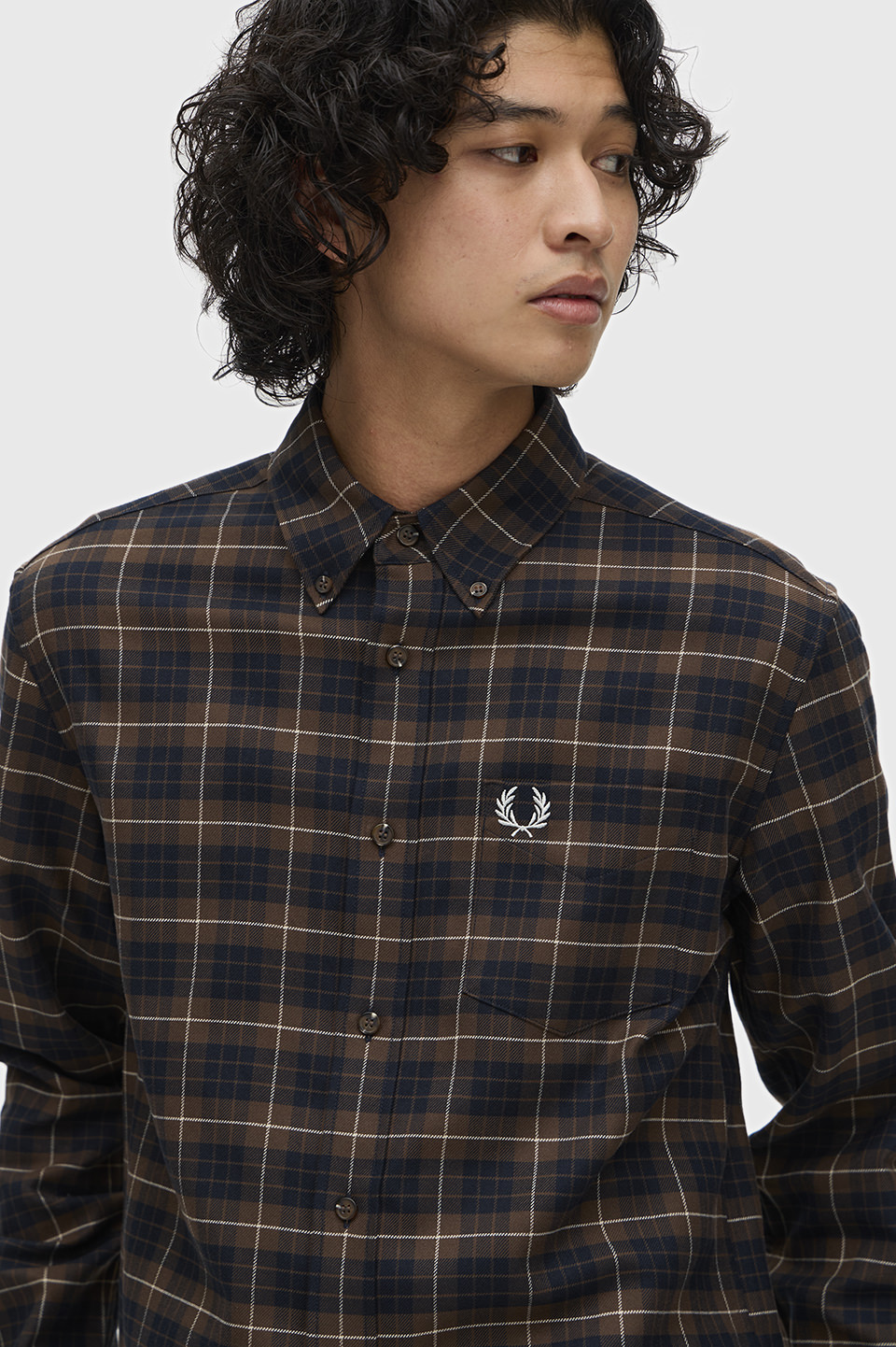 Brushed Twill Tartan Shirt(S Q21：BURNT TOBACCO): | FRED PERRY