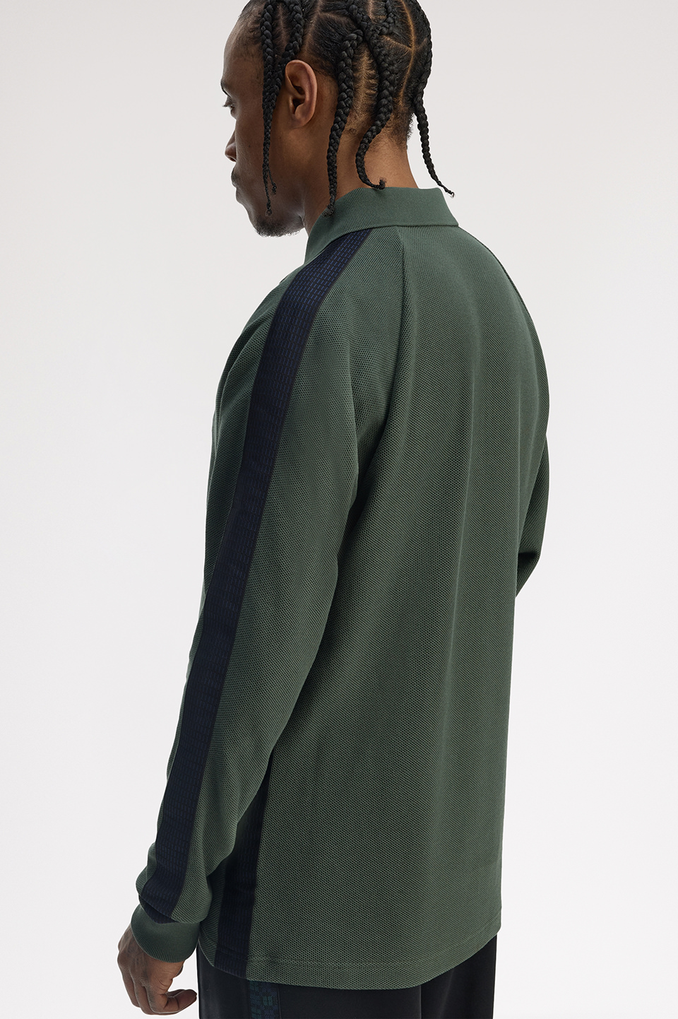 Dash Taped Zip Neck Polo Shirt(S X89：COURT GREEN): | FRED PERRY