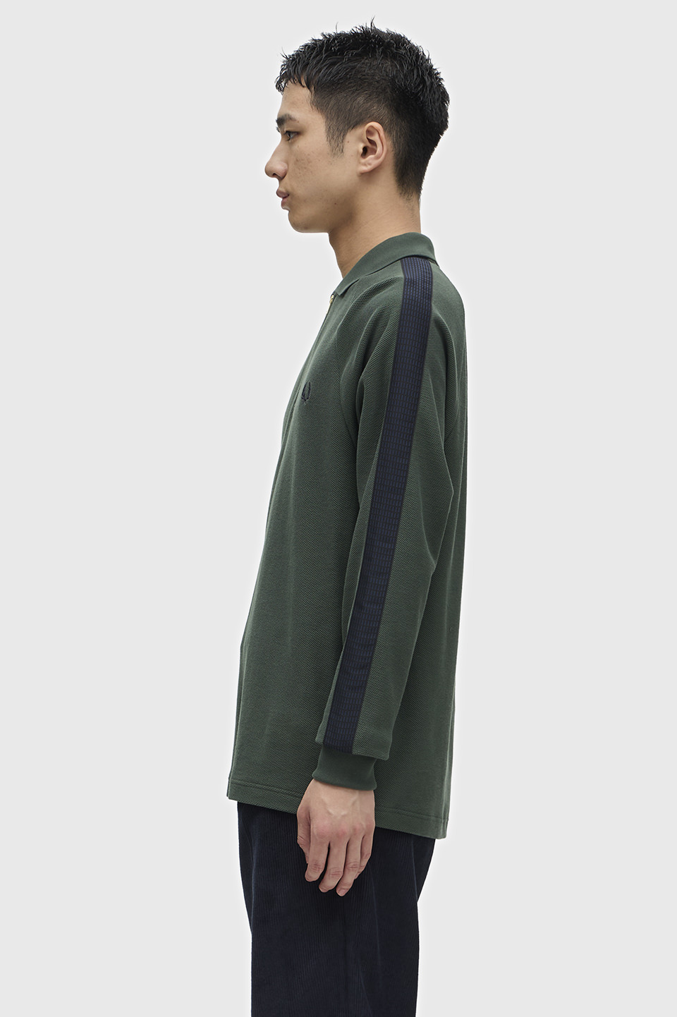 Dash Taped Zip Neck Polo Shirt(S X89：COURT GREEN): | FRED PERRY
