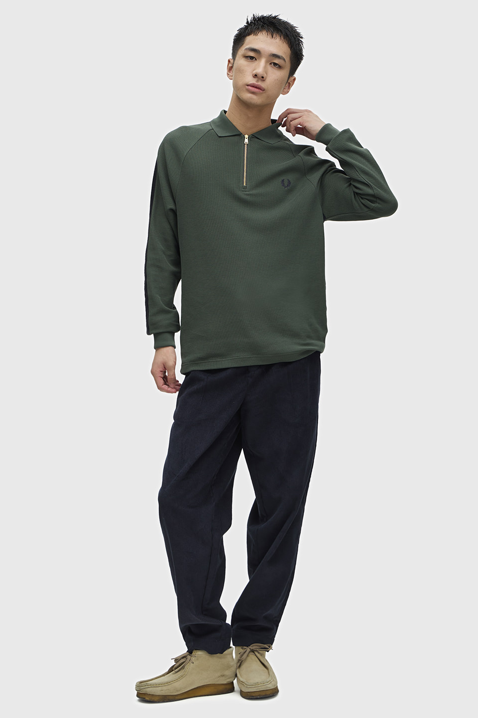 peco. Dash Taped Zip Neck Polo Shirt(S X89：COURT GREEN): | FRED PERRY