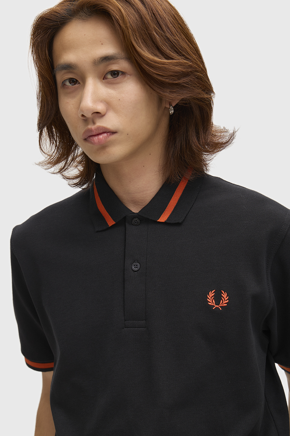 The Fred Perry Shirt - M2 97C:BLACK / SUMMER CLAY 38