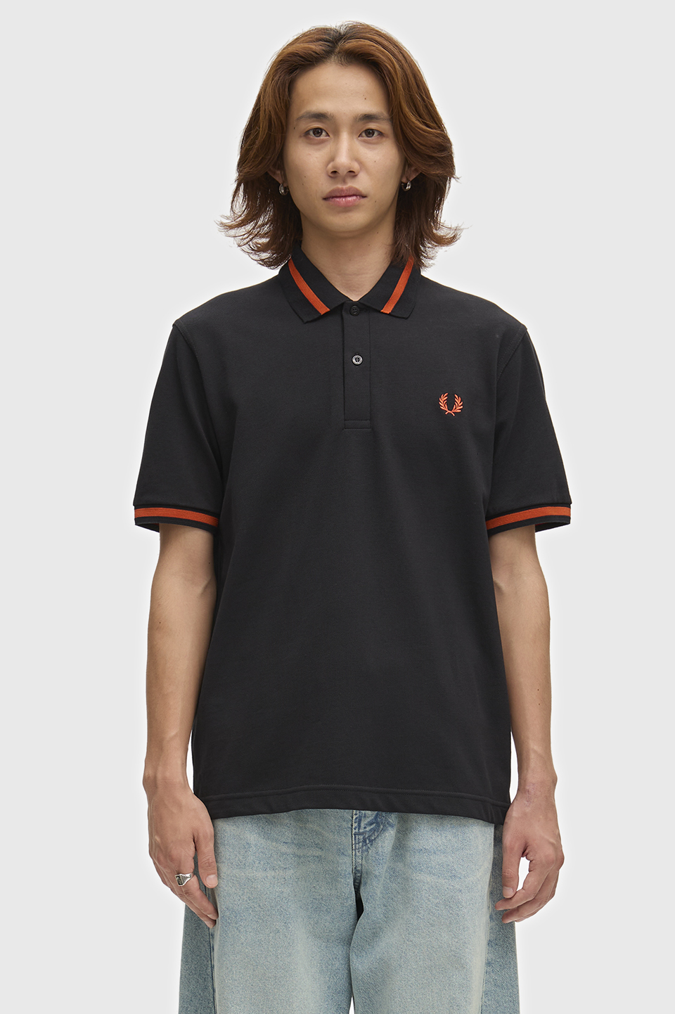 The Fred Perry Shirt - M2 97C:BLACK / SUMMER CLAY 38