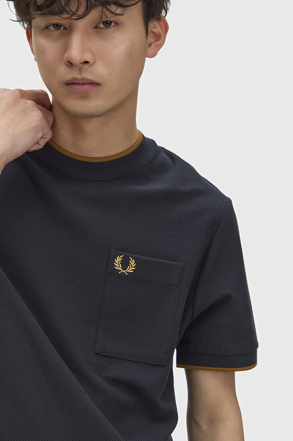 Pocket Detail Pique T-Shirt 102:BLACK S